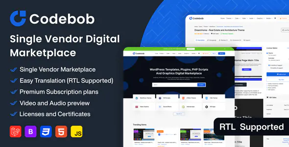 Codebob - Single Vendor Digital Marketplace